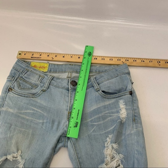 Machine Jeans Woman Size 1 Low Rise  Ripped Skinny Tapered Leg‎ Y2K Blue Light - Picture 9 of 10
